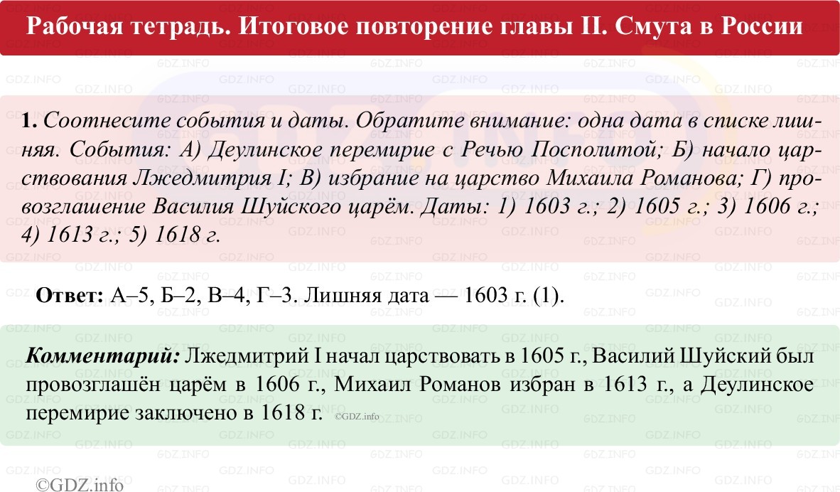 Фото решения 1: Итоги главы 2, Номер 1 из ГДЗ по истории России 7 класс: Пазин Р.В., Андреев И.Л. (рабочая тетрадь) 2025г. Фото решения 1: Итоги главы 2, Номер 1 из ГДЗ по истории России 7 класс: Пазин Р.В., Андреев И.Л. (рабочая тетрадь) 2025г.