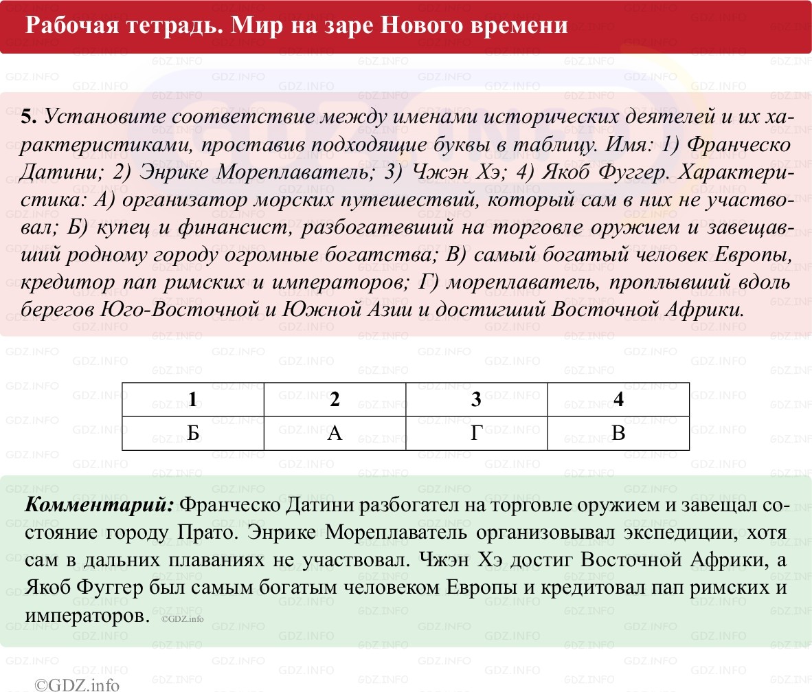 Фото решения 1: Параграф 1, Номер 5 из ГДЗ по истории Нового времени 7 класс: Ведюшкин В.А., Бовыкин Д.Ю. (рабочая тетрадь) 2025г.