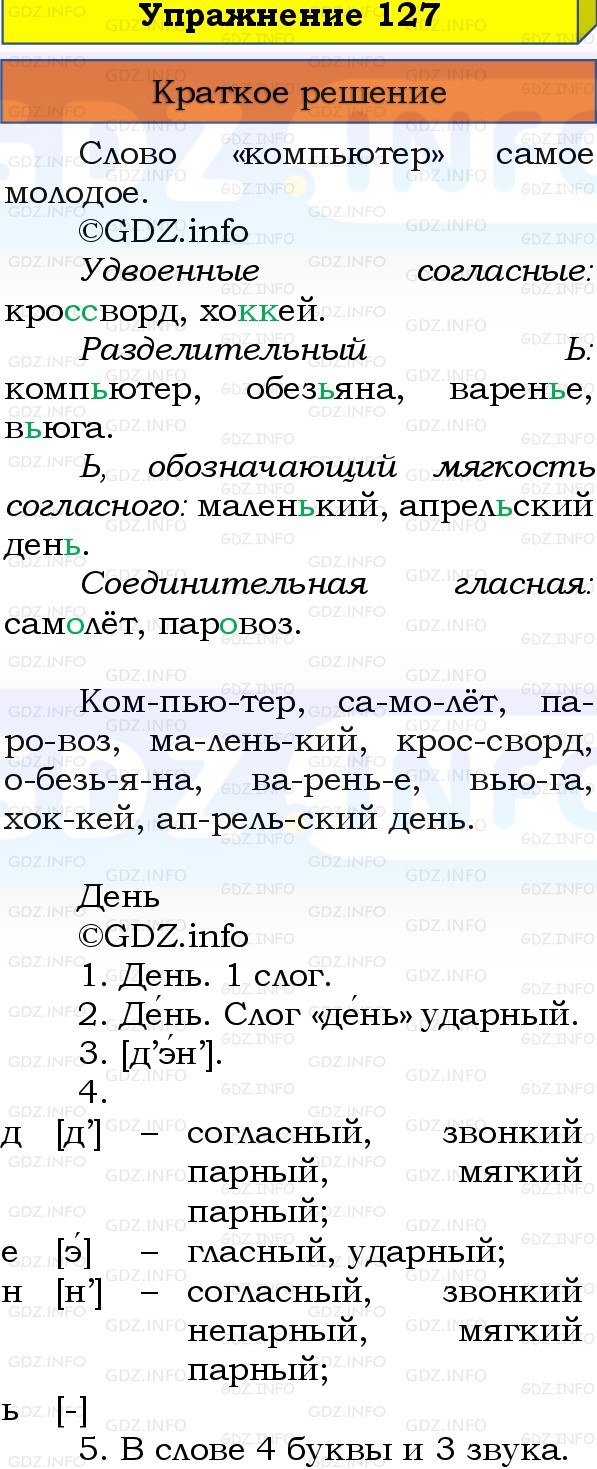 Фото решения 1: Номер №127, Часть 1 из ГДЗ по Русскому языку 3 класс: Канакина В.П. 2019г. Фото решения 1: Номер №127, Часть 1 из ГДЗ по Русскому языку 3 класс: Канакина В.П. 2019г.