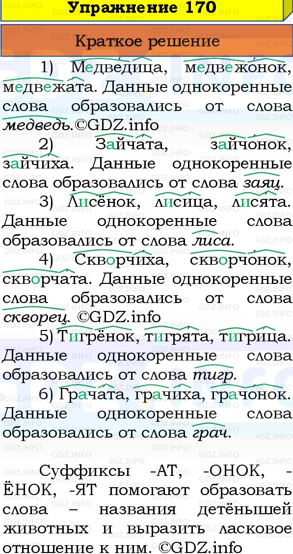 Фото решения 1: Номер №170, Часть 1 из ГДЗ по Русскому языку 3 класс: Канакина В.П. 2019г.