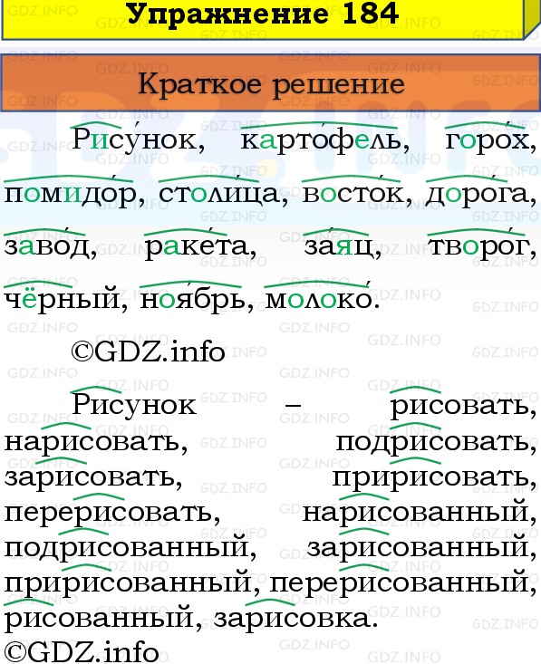 Фото решения 1: Номер №184, Часть 1 из ГДЗ по Русскому языку 3 класс: Канакина В.П. 2019г.