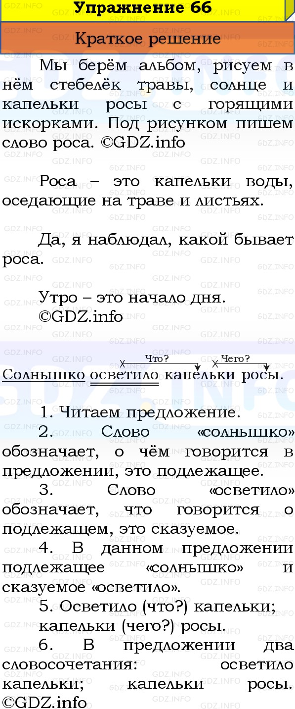 Фото решения 1: Номер №66, Часть 1 из ГДЗ по Русскому языку 3 класс: Канакина В.П. 2019г. Фото решения 1: Номер №66, Часть 1 из ГДЗ по Русскому языку 3 класс: Канакина В.П. 2019г.
