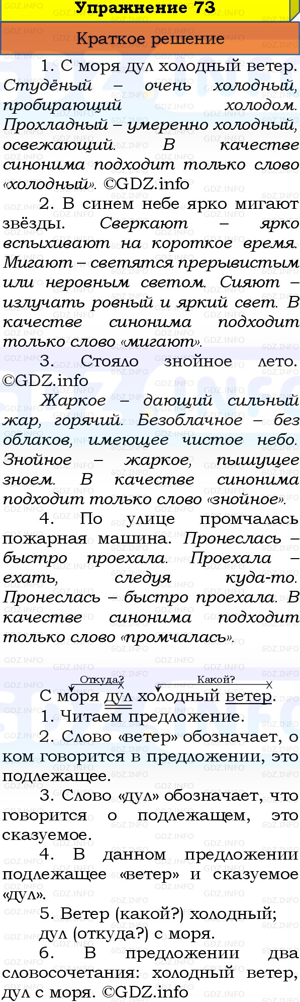Фото решения 1: Номер №73, Часть 1 из ГДЗ по Русскому языку 3 класс: Канакина В.П. 2019г. Фото решения 1: Номер №73, Часть 1 из ГДЗ по Русскому языку 3 класс: Канакина В.П. 2019г.