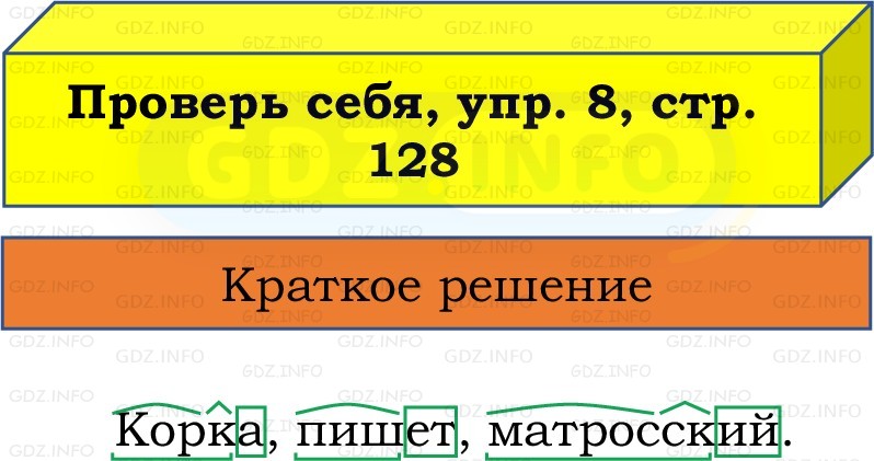 Фото решения 1: Проверь себя, страница 128 №8, Часть 2 из ГДЗ по Русскому языку 3 класс: Канакина В.П. 2019г. Фото решения 1: Проверь себя, страница 128 №8, Часть 2 из ГДЗ по Русскому языку 3 класс: Канакина В.П. 2019г.