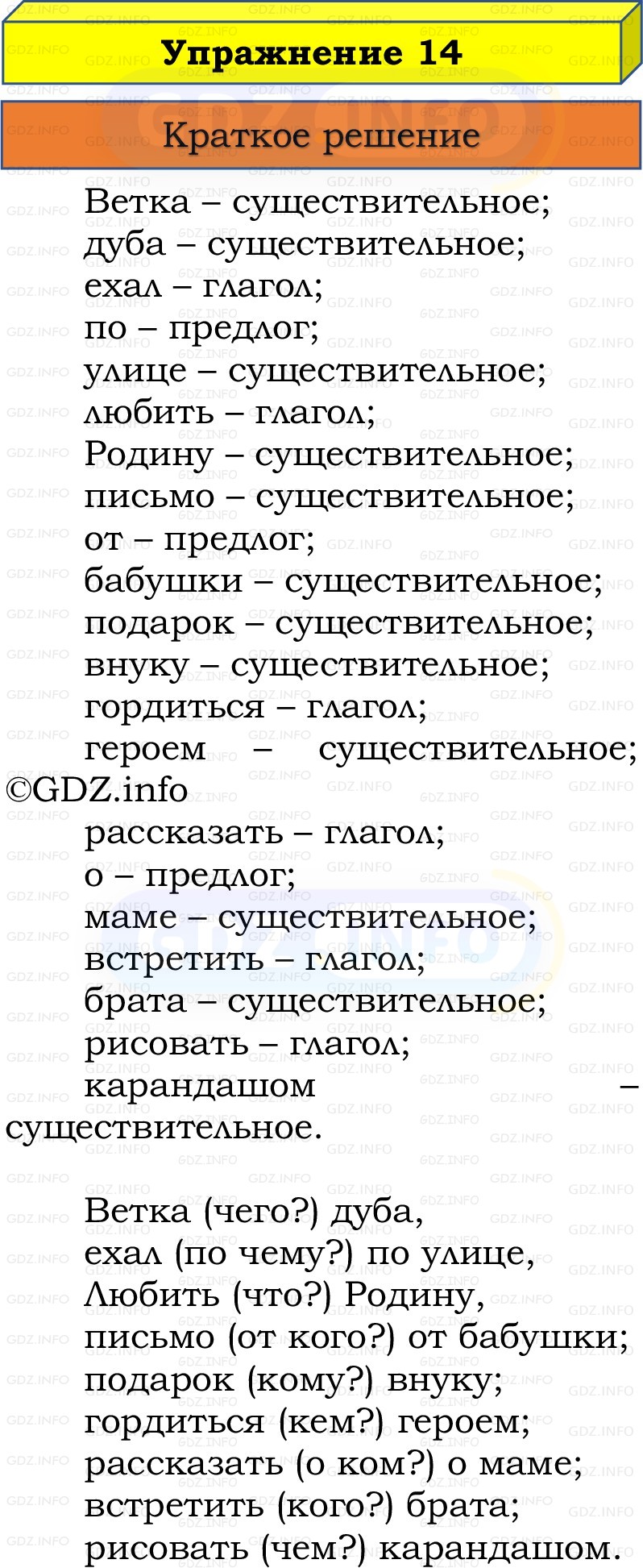 Фото решения 1: Номер №14, Часть 2 из ГДЗ по Русскому языку 3 класс: Канакина В.П. 2019г. Фото решения 1: Номер №14, Часть 2 из ГДЗ по Русскому языку 3 класс: Канакина В.П. 2019г.
