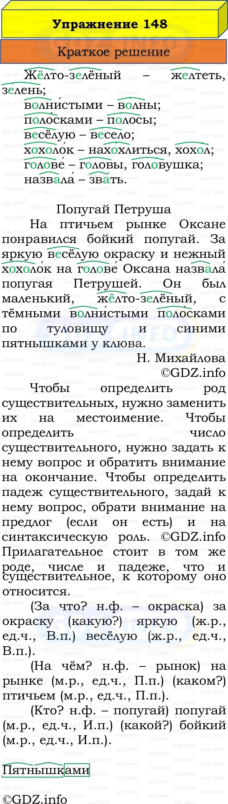 Фото решения 1: Номер №148, Часть 2 из ГДЗ по Русскому языку 3 класс: Канакина В.П. 2019г.