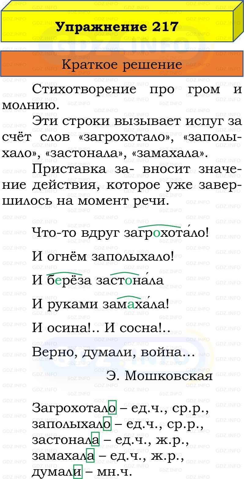 Фото решения 1: Номер №217, Часть 2 из ГДЗ по Русскому языку 3 класс: Канакина В.П. 2019г. Фото решения 1: Номер №217, Часть 2 из ГДЗ по Русскому языку 3 класс: Канакина В.П. 2019г.
