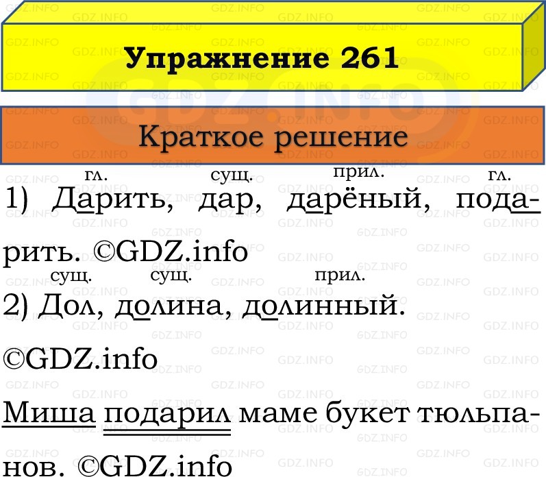 Фото решения 1: Номер №261, Часть 2 из ГДЗ по Русскому языку 3 класс: Канакина В.П. 2019г.