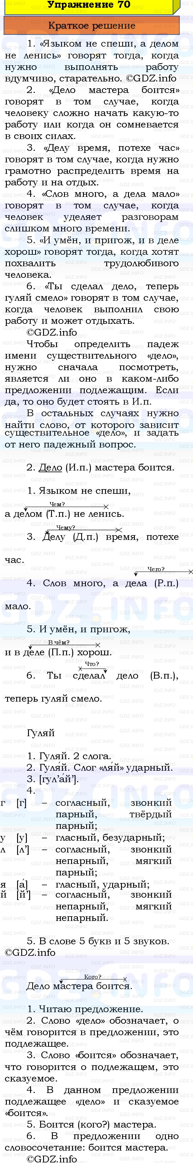 Фото решения 1: Номер №70, Часть 2 из ГДЗ по Русскому языку 3 класс: Канакина В.П. 2019г. Фото решения 1: Номер №70, Часть 2 из ГДЗ по Русскому языку 3 класс: Канакина В.П. 2019г.