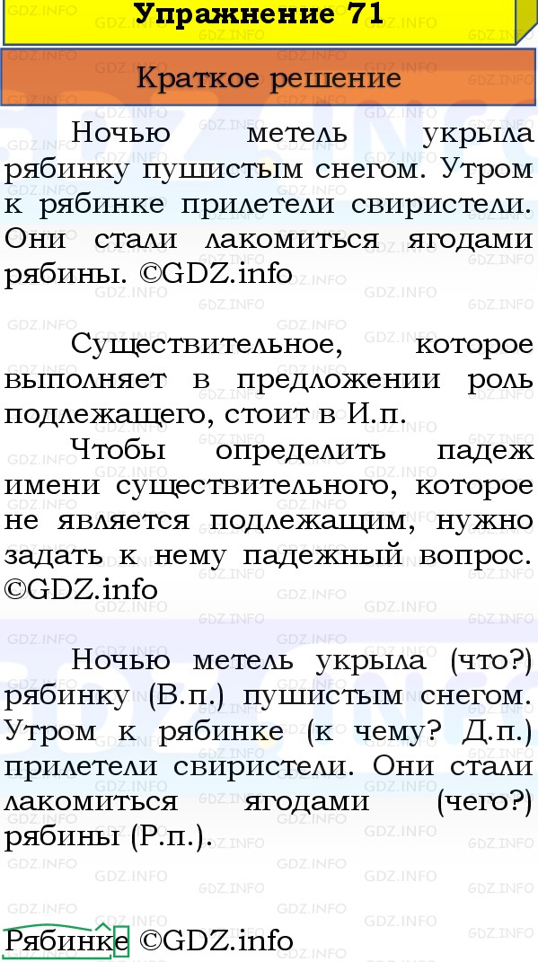 Фото решения 1: Номер №71, Часть 2 из ГДЗ по Русскому языку 3 класс: Канакина В.П. 2019г. Фото решения 1: Номер №71, Часть 2 из ГДЗ по Русскому языку 3 класс: Канакина В.П. 2019г.