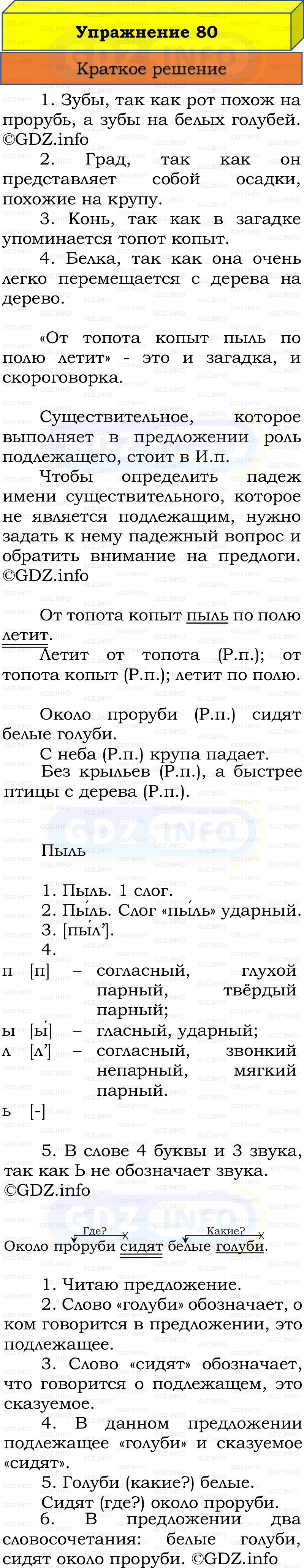 Фото решения 1: Номер №80, Часть 2 из ГДЗ по Русскому языку 3 класс: Канакина В.П. 2019г. Фото решения 1: Номер №80, Часть 2 из ГДЗ по Русскому языку 3 класс: Канакина В.П. 2019г.