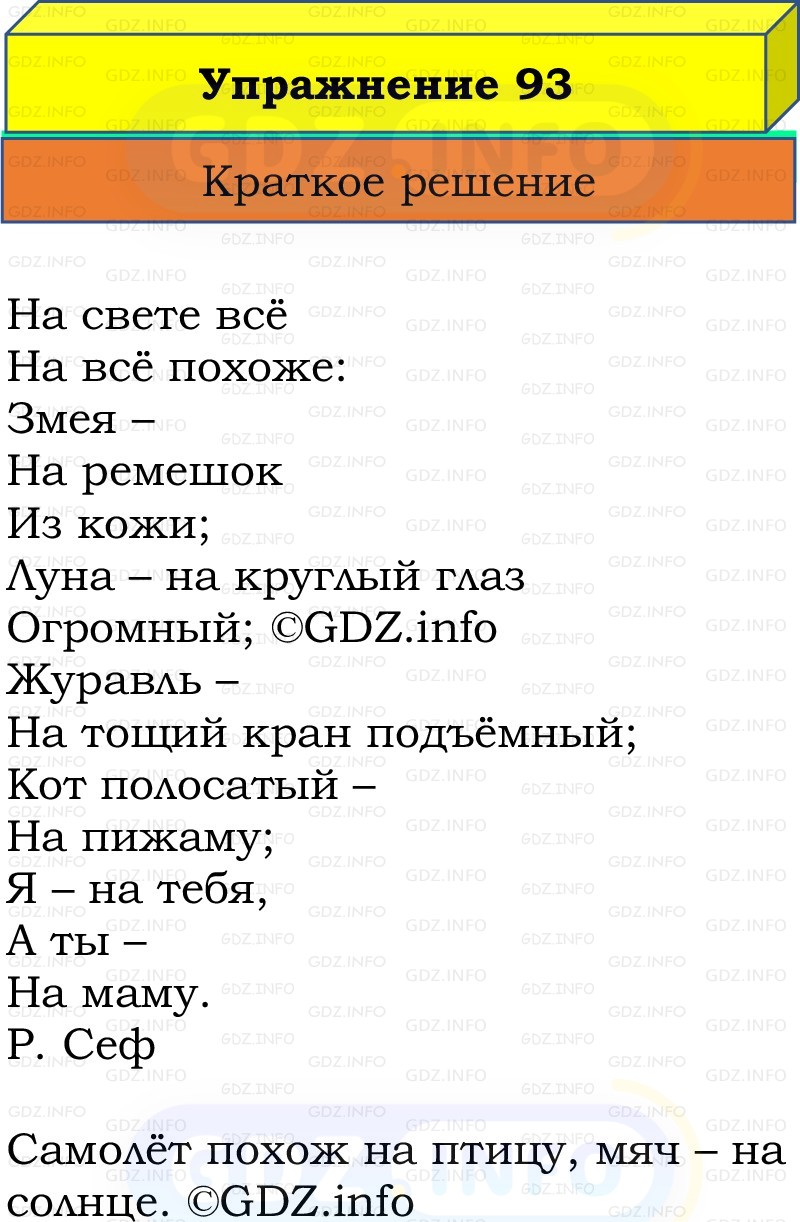 Фото решения 1: Номер №93, Часть 2 из ГДЗ по Русскому языку 3 класс: Канакина В.П. 2019г. Фото решения 1: Номер №93, Часть 2 из ГДЗ по Русскому языку 3 класс: Канакина В.П. 2019г.