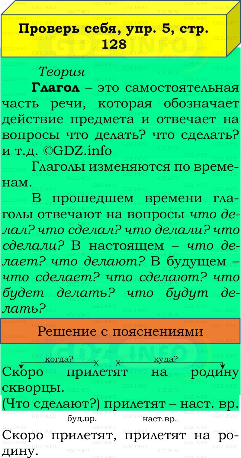 Фото решения 3: Проверь себя, страница 128 №5, Часть 2 из ГДЗ по Русскому языку 3 класс: Канакина В.П. 2019г. Фото решения 3: Проверь себя, страница 128 №5, Часть 2 из ГДЗ по Русскому языку 3 класс: Канакина В.П. 2019г.