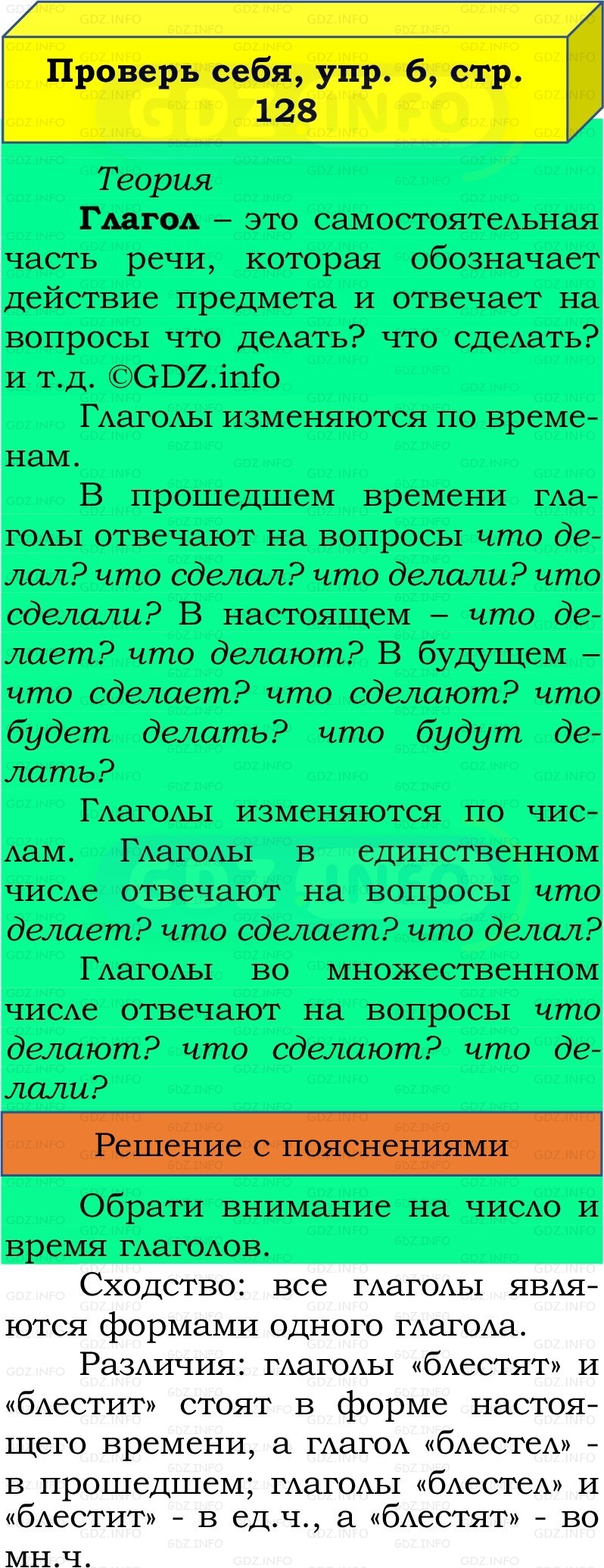 Фото решения 3: Проверь себя, страница 128 №6, Часть 2 из ГДЗ по Русскому языку 3 класс: Канакина В.П. 2019г. Фото решения 3: Проверь себя, страница 128 №6, Часть 2 из ГДЗ по Русскому языку 3 класс: Канакина В.П. 2019г.