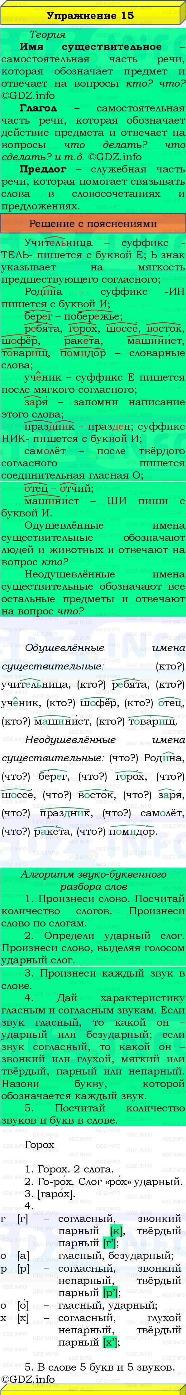 Фото решения 3: Номер №15, Часть 2 из ГДЗ по Русскому языку 3 класс: Канакина В.П. 2019г.