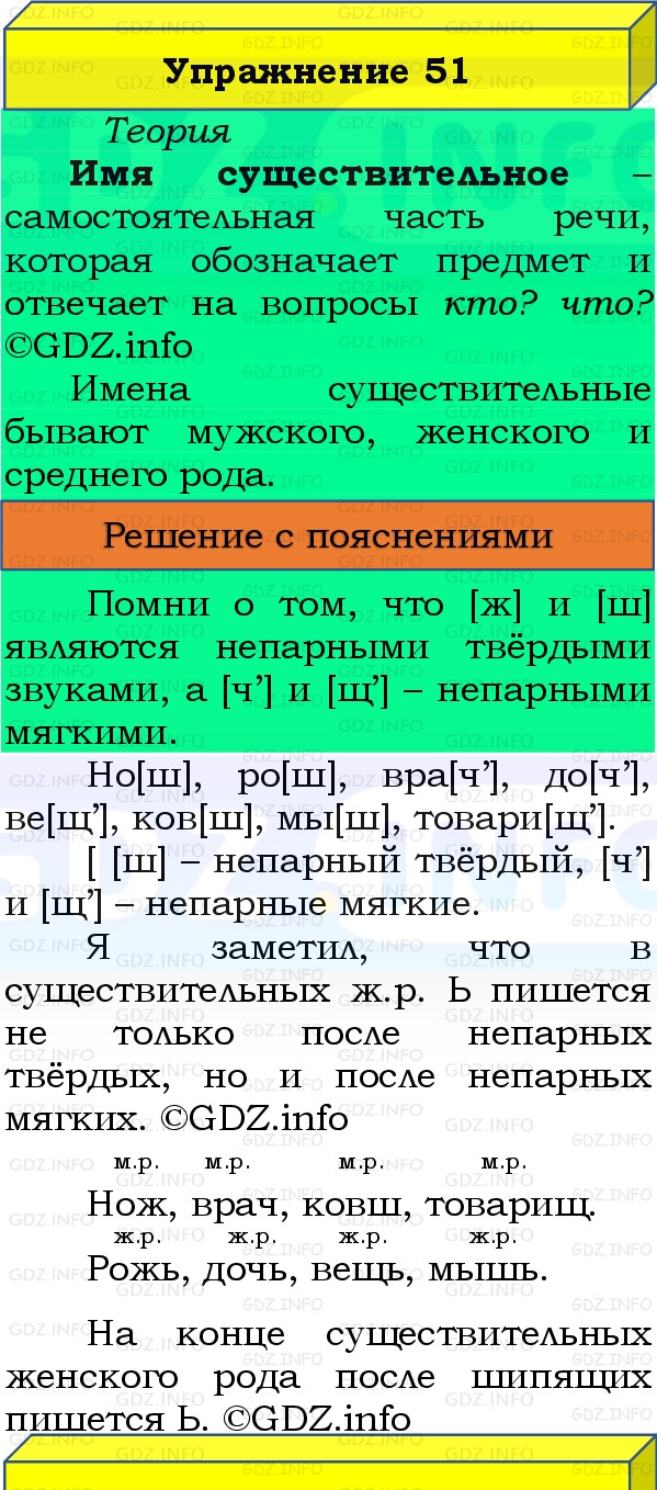 Фото решения 3: Номер №51, Часть 2 из ГДЗ по Русскому языку 3 класс: Канакина В.П. 2019г.