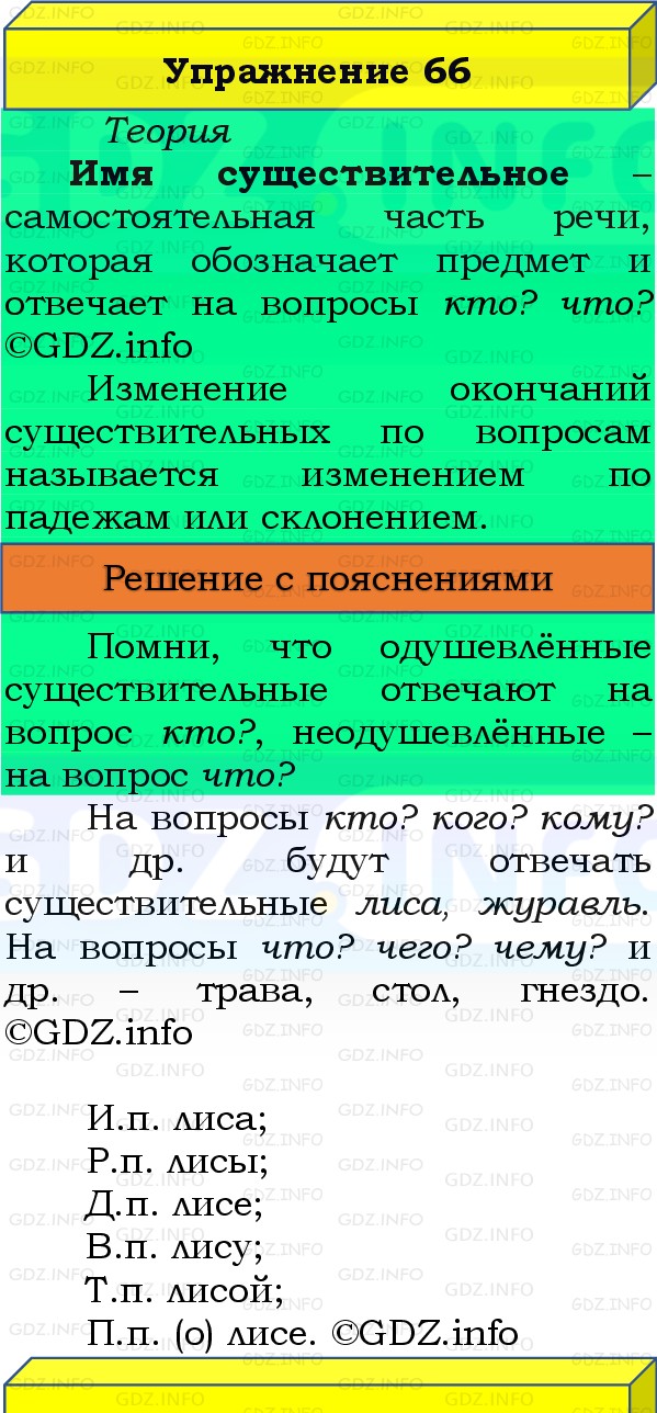 Фото решения 3: Номер №66, Часть 2 из ГДЗ по Русскому языку 3 класс: Канакина В.П. 2019г.