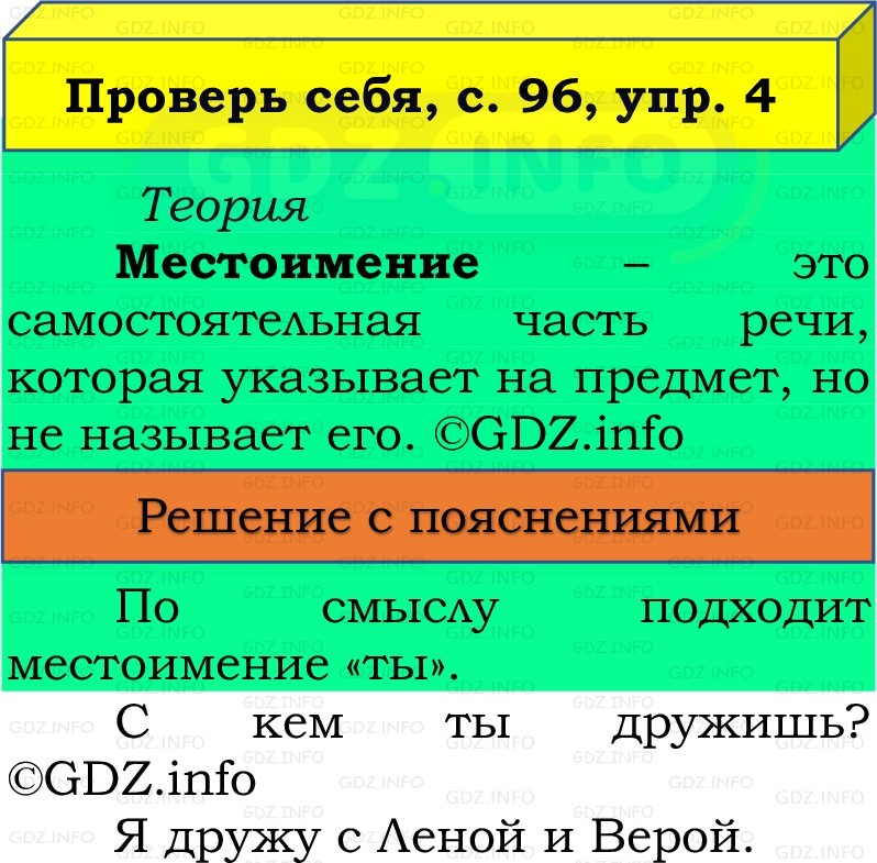 Фото решения 3: Проверь себя, страница 96 №4, Часть 2 из ГДЗ по Русскому языку 3 класс: Канакина В.П. 2019г. Фото решения 3: Проверь себя, страница 96 №4, Часть 2 из ГДЗ по Русскому языку 3 класс: Канакина В.П. 2019г.