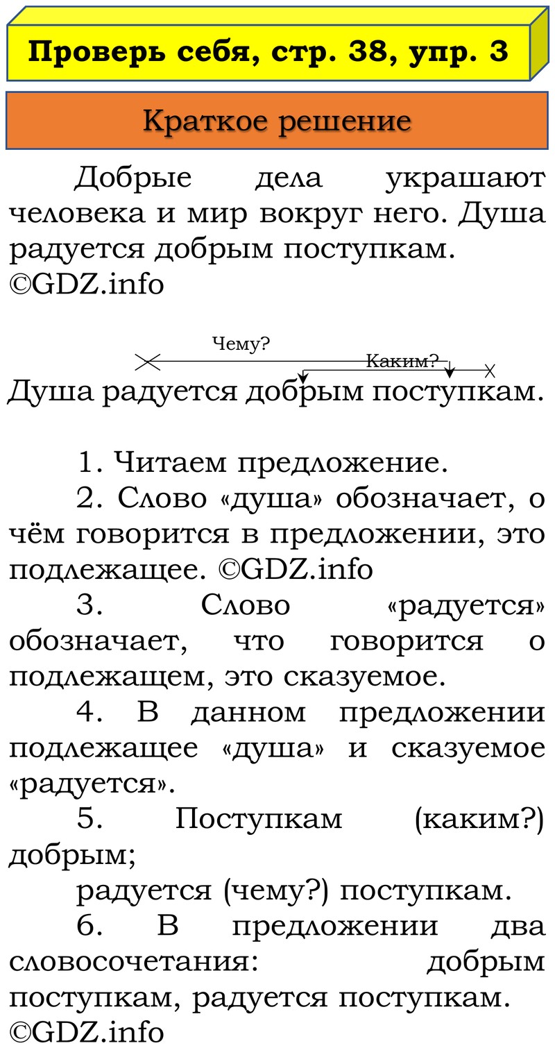 Фото решения 1: Проверь себя, страница 38 №3, Часть 1 из ГДЗ по Русскому языку 3 класс: Канакина В.П. 2019г. Фото решения 1: Проверь себя, страница 38 №3, Часть 1 из ГДЗ по Русскому языку 3 класс: Канакина В.П. 2019г.
