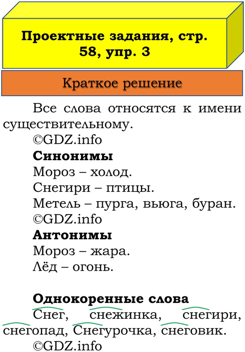 Фото решения 1: Наши проекты, страницы 58-59 №1, Часть 2 из ГДЗ по Русскому языку 3 класс: Канакина В.П. 2019г. (3) Фото решения 1: Наши проекты, страницы 58-59 №1, Часть 2 из ГДЗ по Русскому языку 3 класс: Канакина В.П. 2019г. (3)