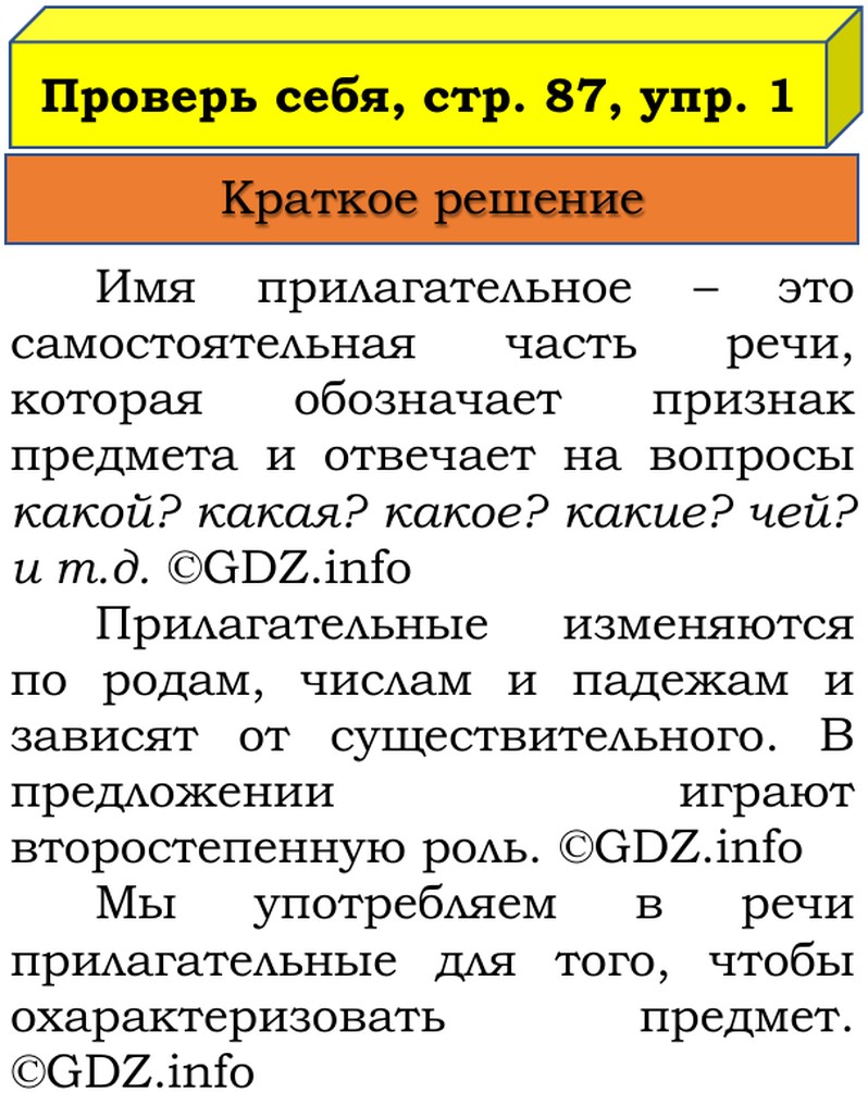 Фото решения 1: Проверь себя, страница 87 №1, Часть 2 из ГДЗ по Русскому языку 3 класс: Канакина В.П. 2019г. Фото решения 1: Проверь себя, страница 87 №1, Часть 2 из ГДЗ по Русскому языку 3 класс: Канакина В.П. 2019г.