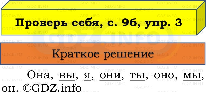 Фото решения 1: Проверь себя, страница 96 №3, Часть 2 из ГДЗ по Русскому языку 3 класс: Канакина В.П. 2019г. Фото решения 1: Проверь себя, страница 96 №3, Часть 2 из ГДЗ по Русскому языку 3 класс: Канакина В.П. 2019г.
