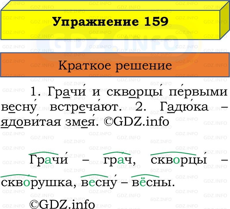 Фото решения 1: Номер №159, Часть 1 из ГДЗ по Русскому языку 2 класс: Канакина В.П. 2022г. Фото решения 1: Номер №159, Часть 1 из ГДЗ по Русскому языку 2 класс: Канакина В.П. 2022г.