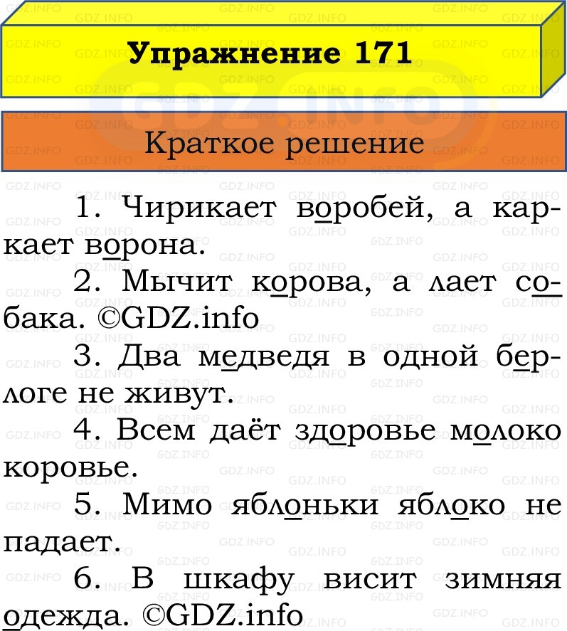 Фото решения 1: Номер №171, Часть 1 из ГДЗ по Русскому языку 2 класс: Канакина В.П. 2022г. Фото решения 1: Номер №171, Часть 1 из ГДЗ по Русскому языку 2 класс: Канакина В.П. 2022г.
