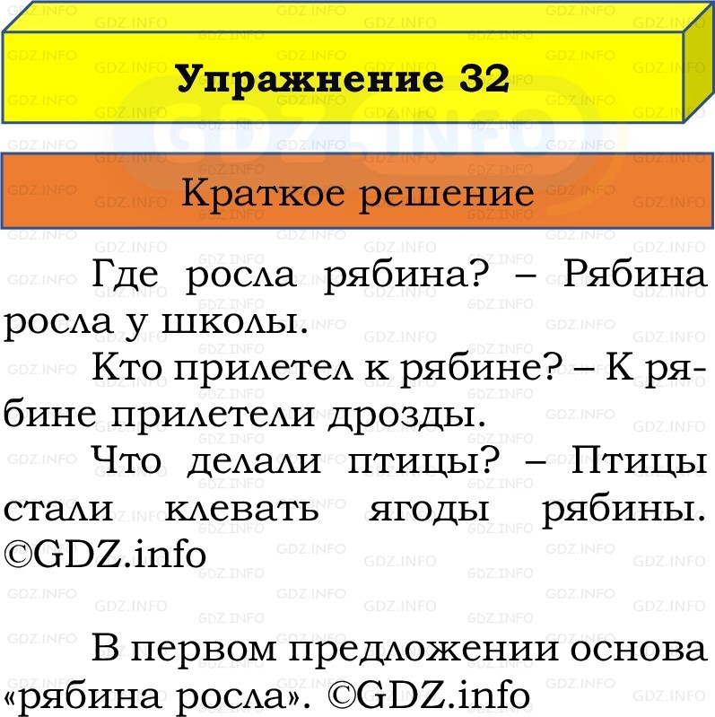 Фото решения 1: Номер №32, Часть 1 из ГДЗ по Русскому языку 2 класс: Канакина В.П. 2022г. Фото решения 1: Номер №32, Часть 1 из ГДЗ по Русскому языку 2 класс: Канакина В.П. 2022г.