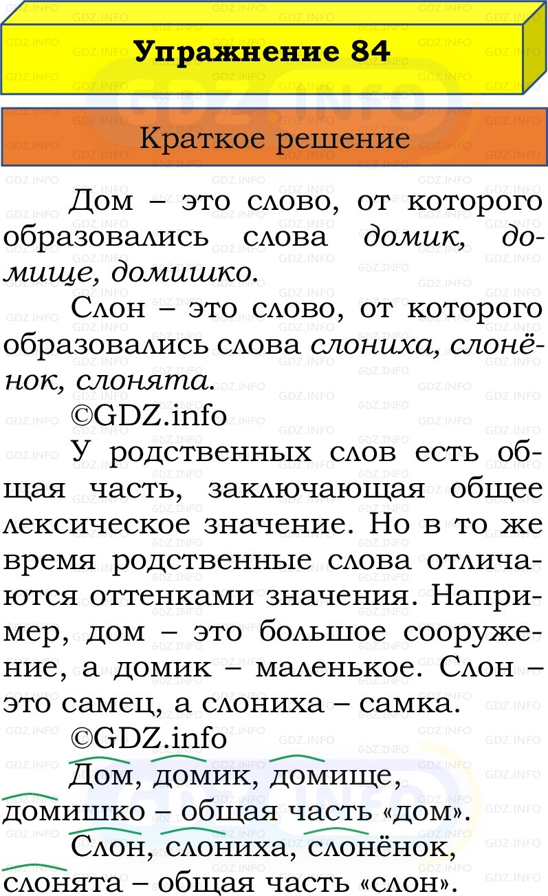 Фото решения 1: Номер №84, Часть 1 из ГДЗ по Русскому языку 2 класс: Канакина В.П. 2022г. Фото решения 1: Номер №84, Часть 1 из ГДЗ по Русскому языку 2 класс: Канакина В.П. 2022г.