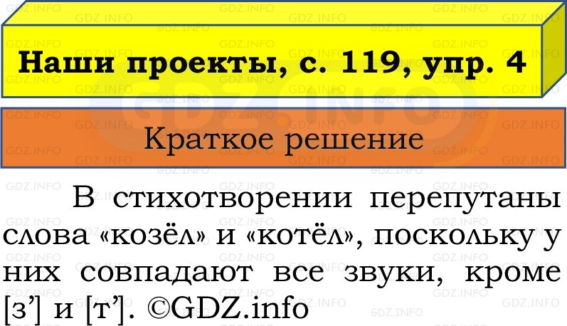 Фото решения 1: Наши проекты, страница 119 №4, Часть 1 из ГДЗ по Русскому языку 2 класс: Канакина В.П. 2022г. Фото решения 1: Наши проекты, страница 119 №4, Часть 1 из ГДЗ по Русскому языку 2 класс: Канакина В.П. 2022г.