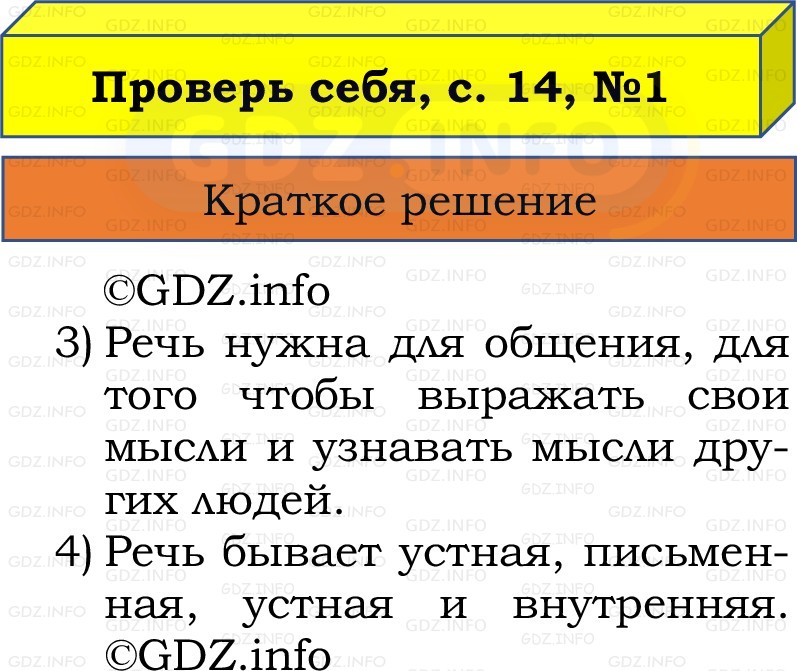 Фото решения 1: Проверь себя, страница 14 №1, Часть 1 из ГДЗ по Русскому языку 2 класс: Канакина В.П. 2022г. Фото решения 1: Проверь себя, страница 14 №1, Часть 1 из ГДЗ по Русскому языку 2 класс: Канакина В.П. 2022г.