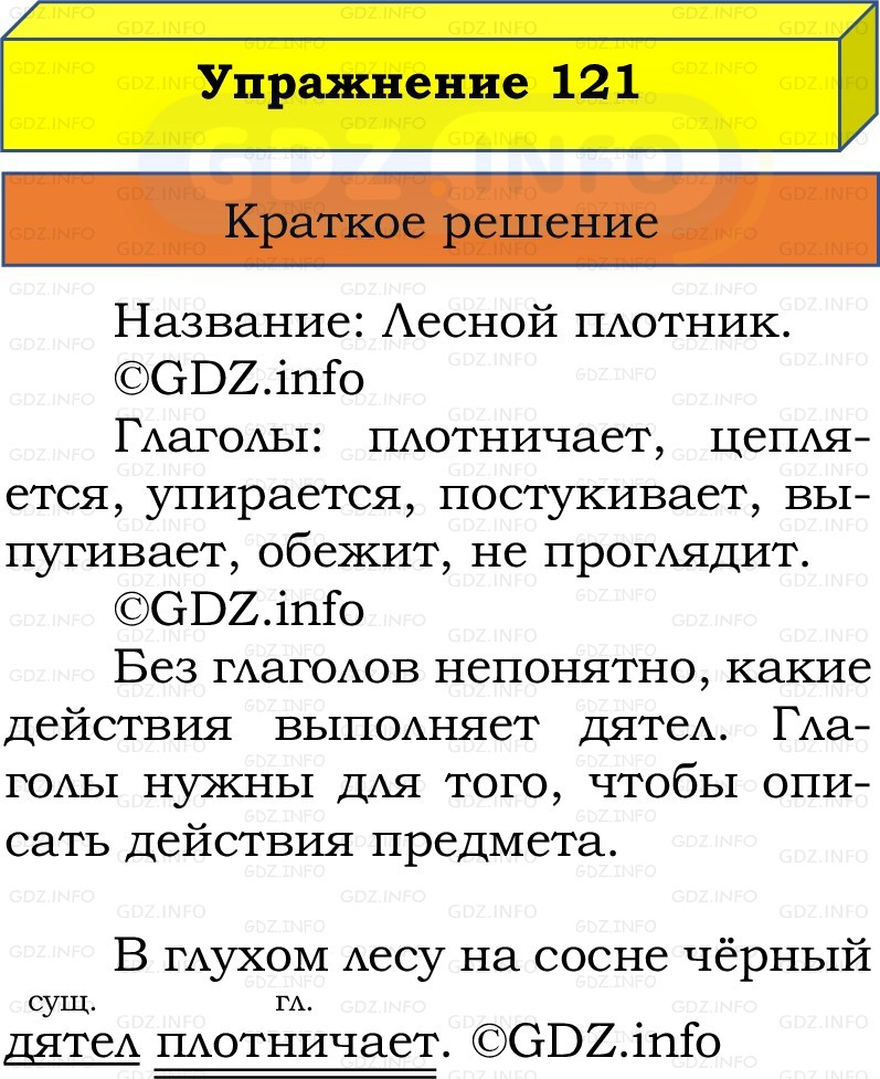 Фото решения 1: Номер №121, Часть 2 из ГДЗ по Русскому языку 2 класс: Канакина В.П. 2022г.