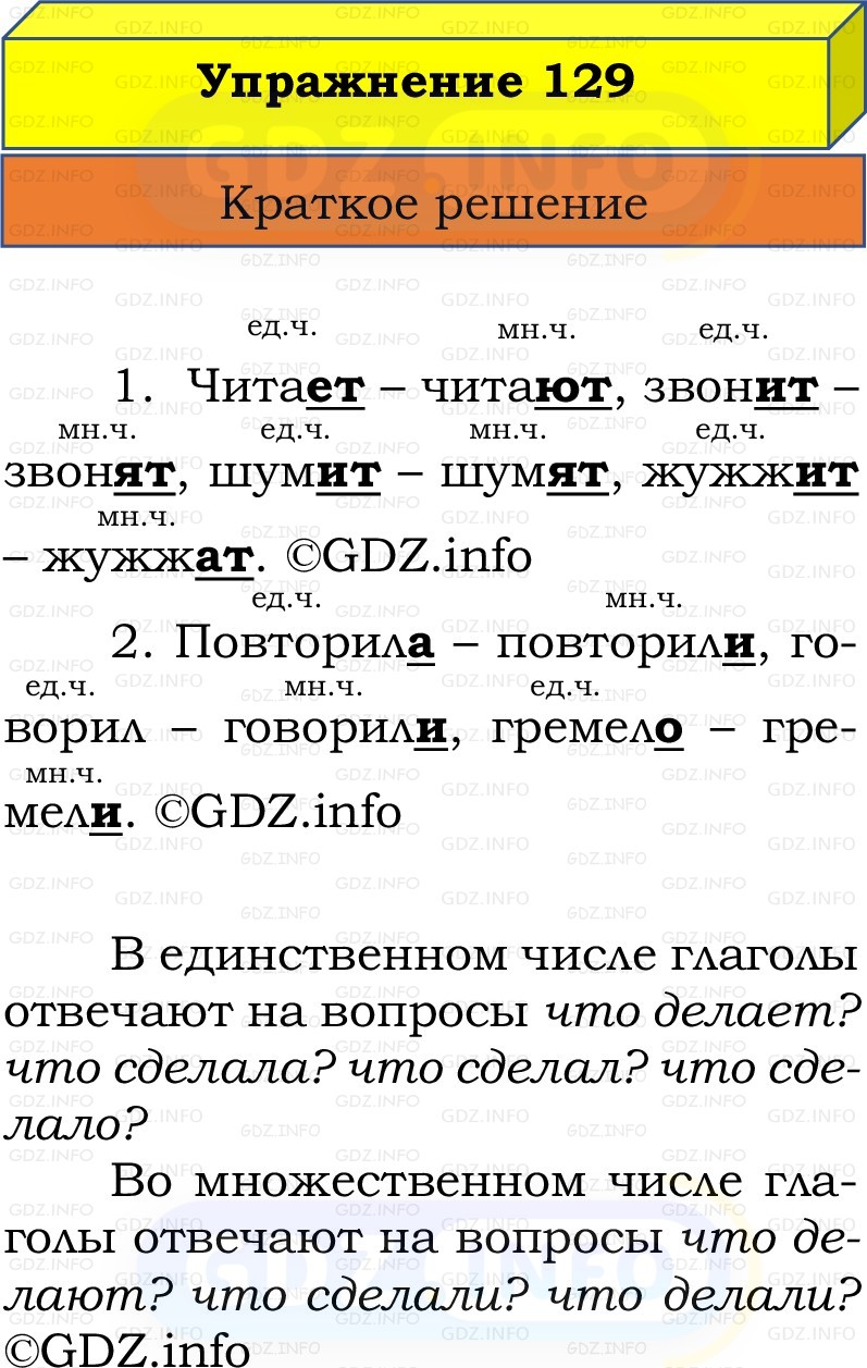 Фото решения 1: Номер №129, Часть 2 из ГДЗ по Русскому языку 2 класс: Канакина В.П. 2022г. Фото решения 1: Номер №129, Часть 2 из ГДЗ по Русскому языку 2 класс: Канакина В.П. 2022г.
