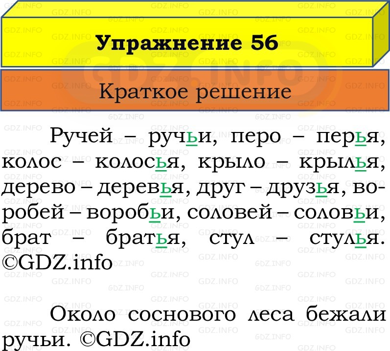 Фото решения 1: Номер №56, Часть 2 из ГДЗ по Русскому языку 2 класс: Канакина В.П. 2022г.