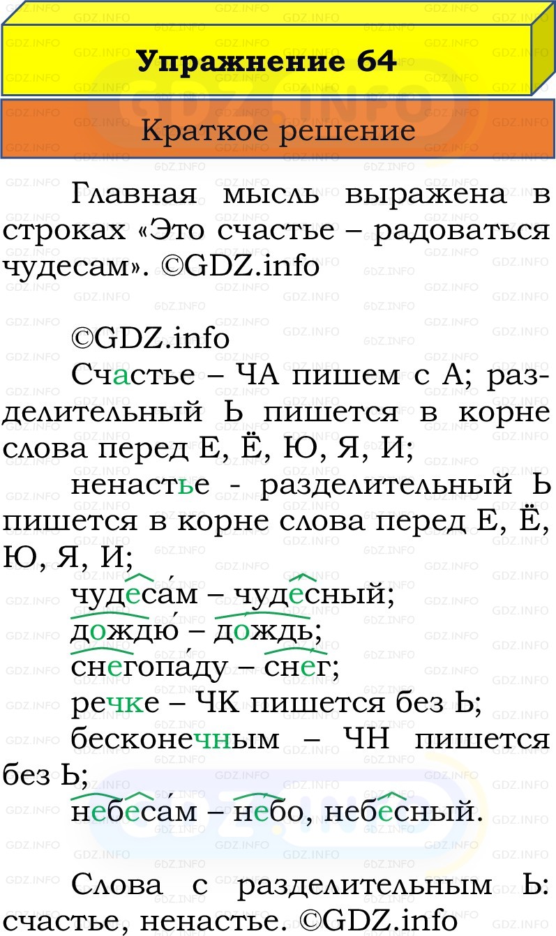 Фото решения 1: Номер №64, Часть 2 из ГДЗ по Русскому языку 2 класс: Канакина В.П. 2022г. Фото решения 1: Номер №64, Часть 2 из ГДЗ по Русскому языку 2 класс: Канакина В.П. 2022г.