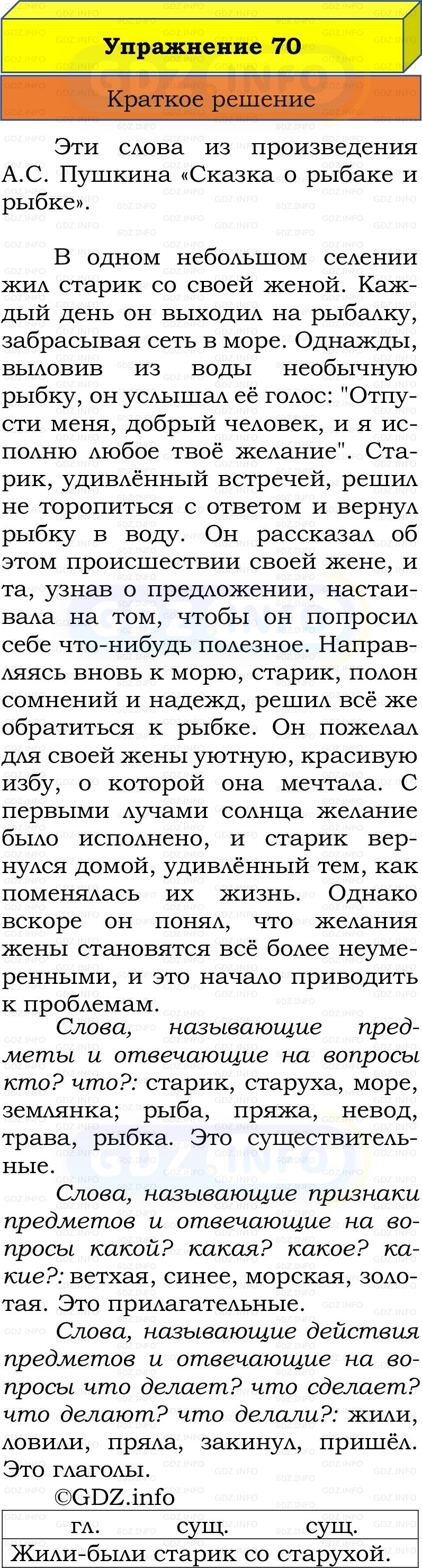 Фото решения 1: Номер №70, Часть 2 из ГДЗ по Русскому языку 2 класс: Канакина В.П. 2022г. Фото решения 1: Номер №70, Часть 2 из ГДЗ по Русскому языку 2 класс: Канакина В.П. 2022г.