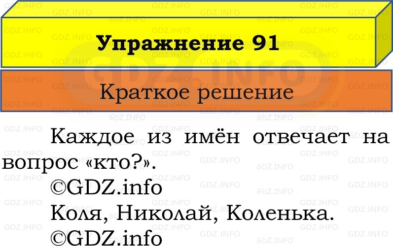 Фото решения 1: Номер №91, Часть 2 из ГДЗ по Русскому языку 2 класс: Канакина В.П. 2022г.