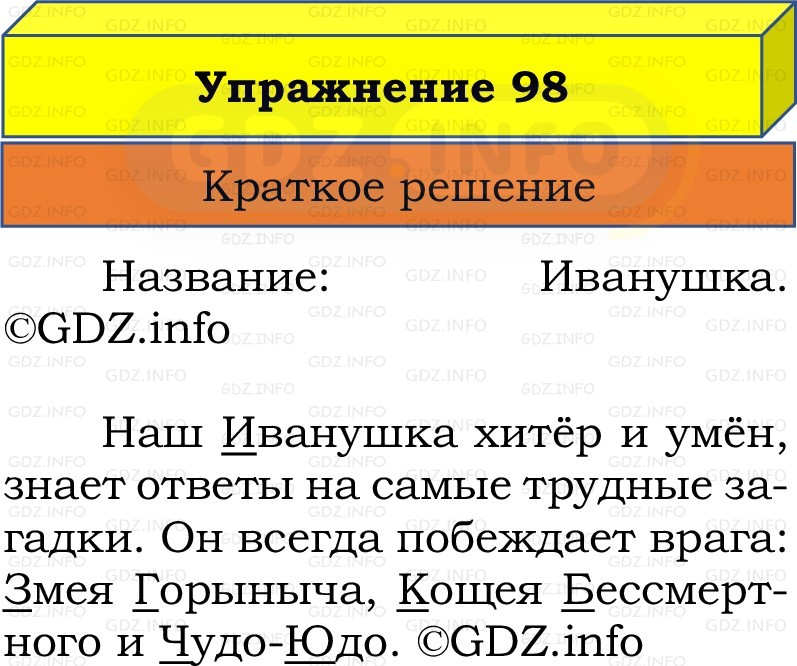 Фото решения 1: Номер №98, Часть 2 из ГДЗ по Русскому языку 2 класс: Канакина В.П. 2022г. Фото решения 1: Номер №98, Часть 2 из ГДЗ по Русскому языку 2 класс: Канакина В.П. 2022г.
