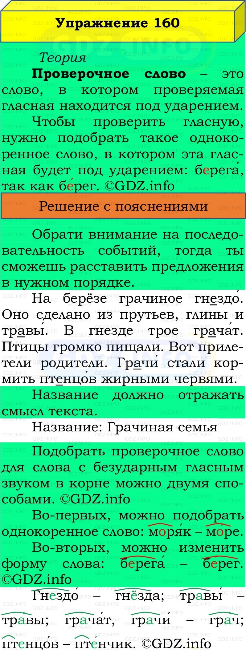 Фото решения 2: Номер №160, Часть 1 из ГДЗ по Русскому языку 2 класс: Канакина В.П. 2022г. Фото решения 2: Номер №160, Часть 1 из ГДЗ по Русскому языку 2 класс: Канакина В.П. 2022г.