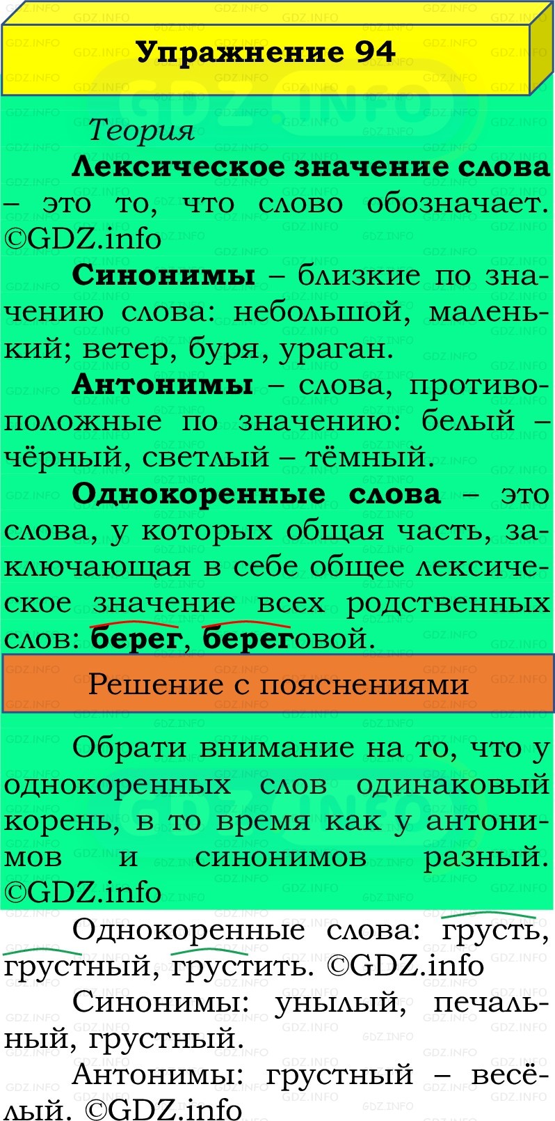 Фото решения 2: Номер №94, Часть 1 из ГДЗ по Русскому языку 2 класс: Канакина В.П. 2022г. Фото решения 2: Номер №94, Часть 1 из ГДЗ по Русскому языку 2 класс: Канакина В.П. 2022г.