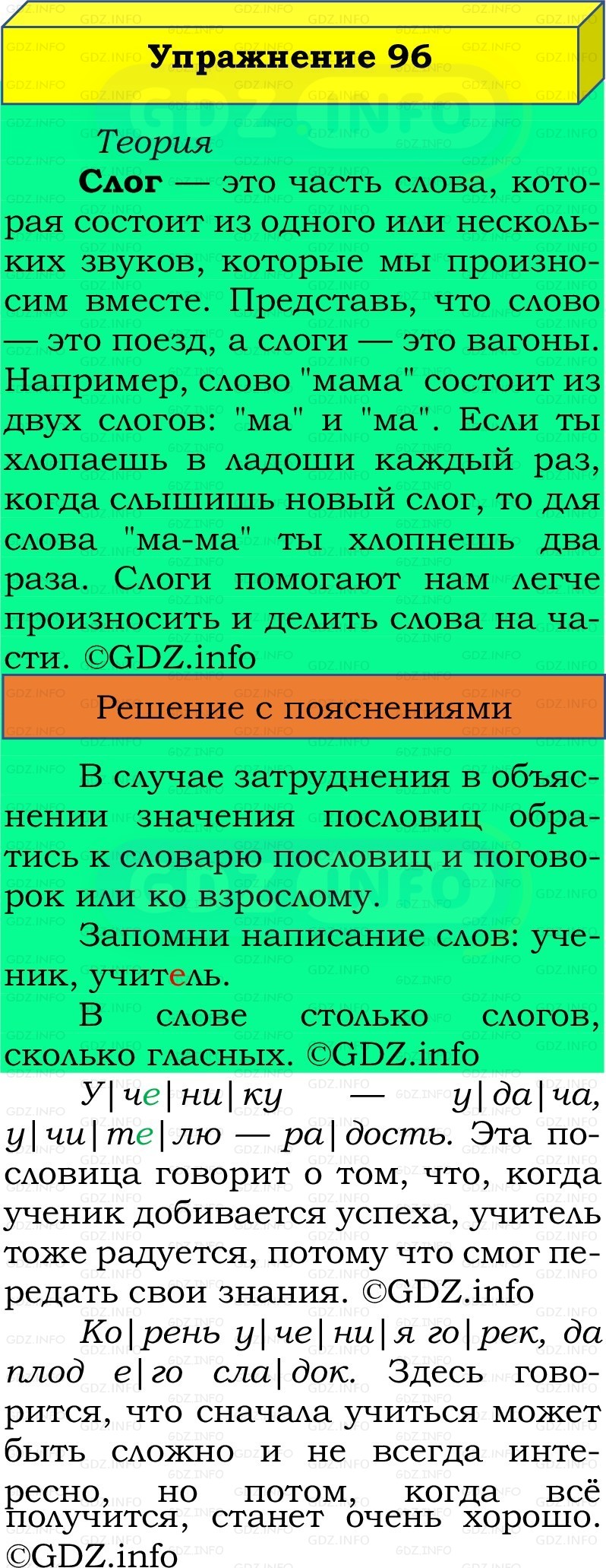 Фото решения 2: Номер №96, Часть 1 из ГДЗ по Русскому языку 2 класс: Канакина В.П. 2022г. Фото решения 2: Номер №96, Часть 1 из ГДЗ по Русскому языку 2 класс: Канакина В.П. 2022г.