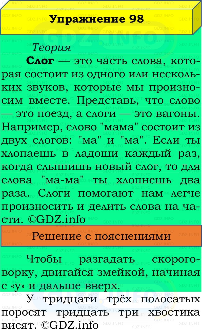 Фото решения 2: Номер №98, Часть 1 из ГДЗ по Русскому языку 2 класс: Канакина В.П. 2022г. Фото решения 2: Номер №98, Часть 1 из ГДЗ по Русскому языку 2 класс: Канакина В.П. 2022г.