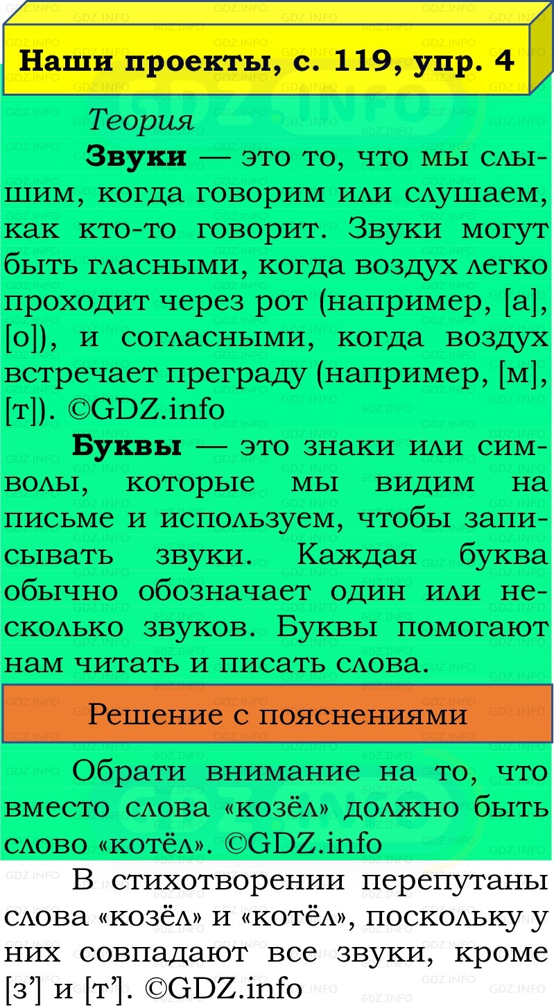 Фото решения 2: Наши проекты, страница 119 №4, Часть 1 из ГДЗ по Русскому языку 2 класс: Канакина В.П. 2022г. Фото решения 2: Наши проекты, страница 119 №4, Часть 1 из ГДЗ по Русскому языку 2 класс: Канакина В.П. 2022г.