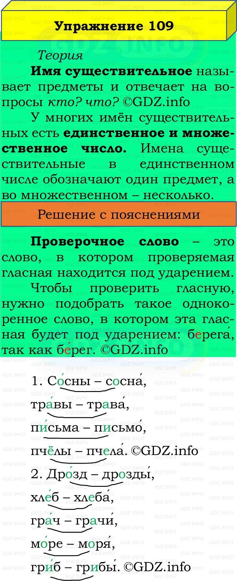 Фото решения 2: Номер №109, Часть 2 из ГДЗ по Русскому языку 2 класс: Канакина В.П. 2022г.