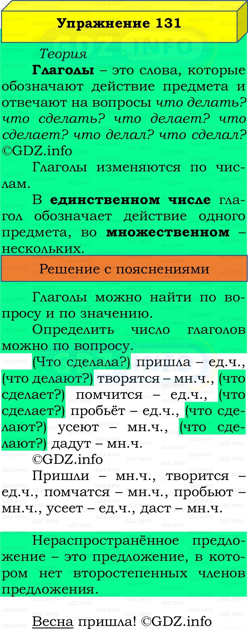 Фото решения 2: Номер №131, Часть 2 из ГДЗ по Русскому языку 2 класс: Канакина В.П. 2022г.
