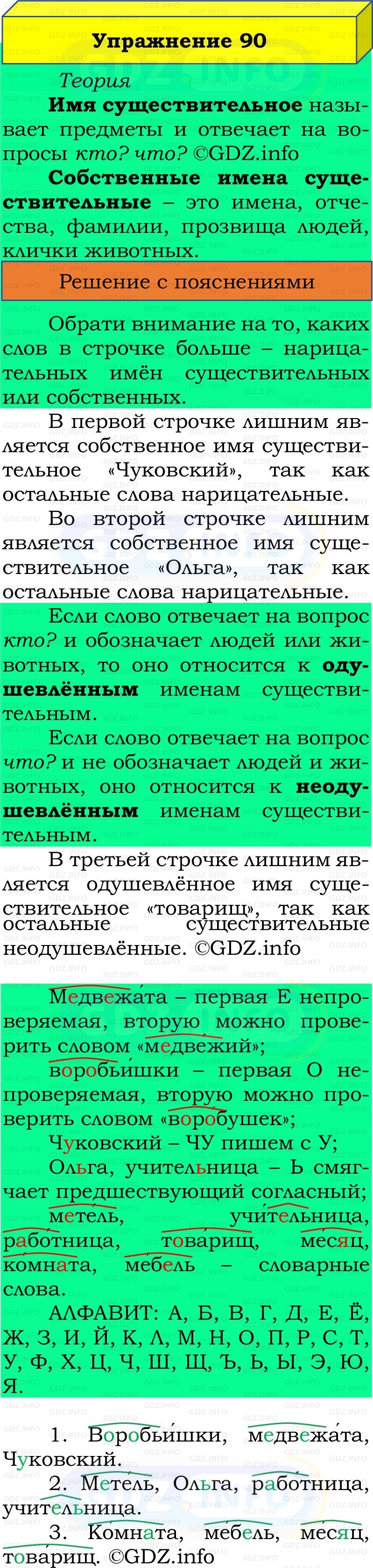 Фото решения 2: Номер №90, Часть 2 из ГДЗ по Русскому языку 2 класс: Канакина В.П. 2022г.