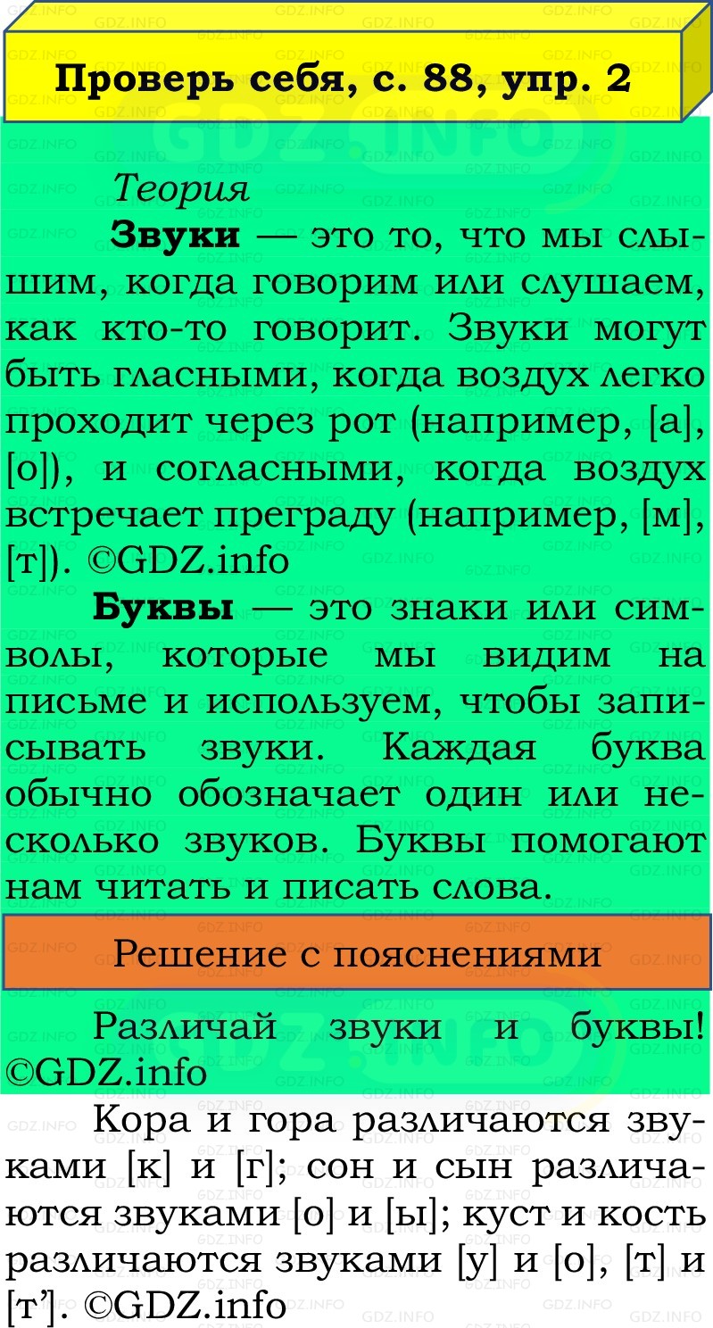 Фото решения 2: Проверь себя, страница 88 №2, Часть 1 из ГДЗ по Русскому языку 2 класс: Канакина В.П. 2022г. Фото решения 2: Проверь себя, страница 88 №2, Часть 1 из ГДЗ по Русскому языку 2 класс: Канакина В.П. 2022г.