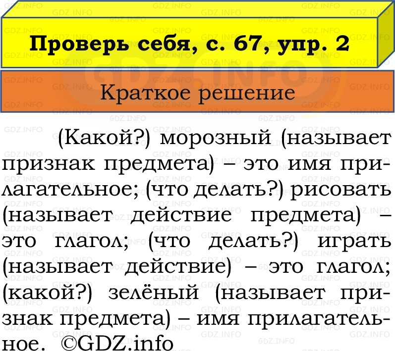 Фото решения 1: Проверь себя, страница 67 №2, Часть 2 из ГДЗ по Русскому языку 2 класс: Канакина В.П. 2022г. Фото решения 1: Проверь себя, страница 67 №2, Часть 2 из ГДЗ по Русскому языку 2 класс: Канакина В.П. 2022г.
